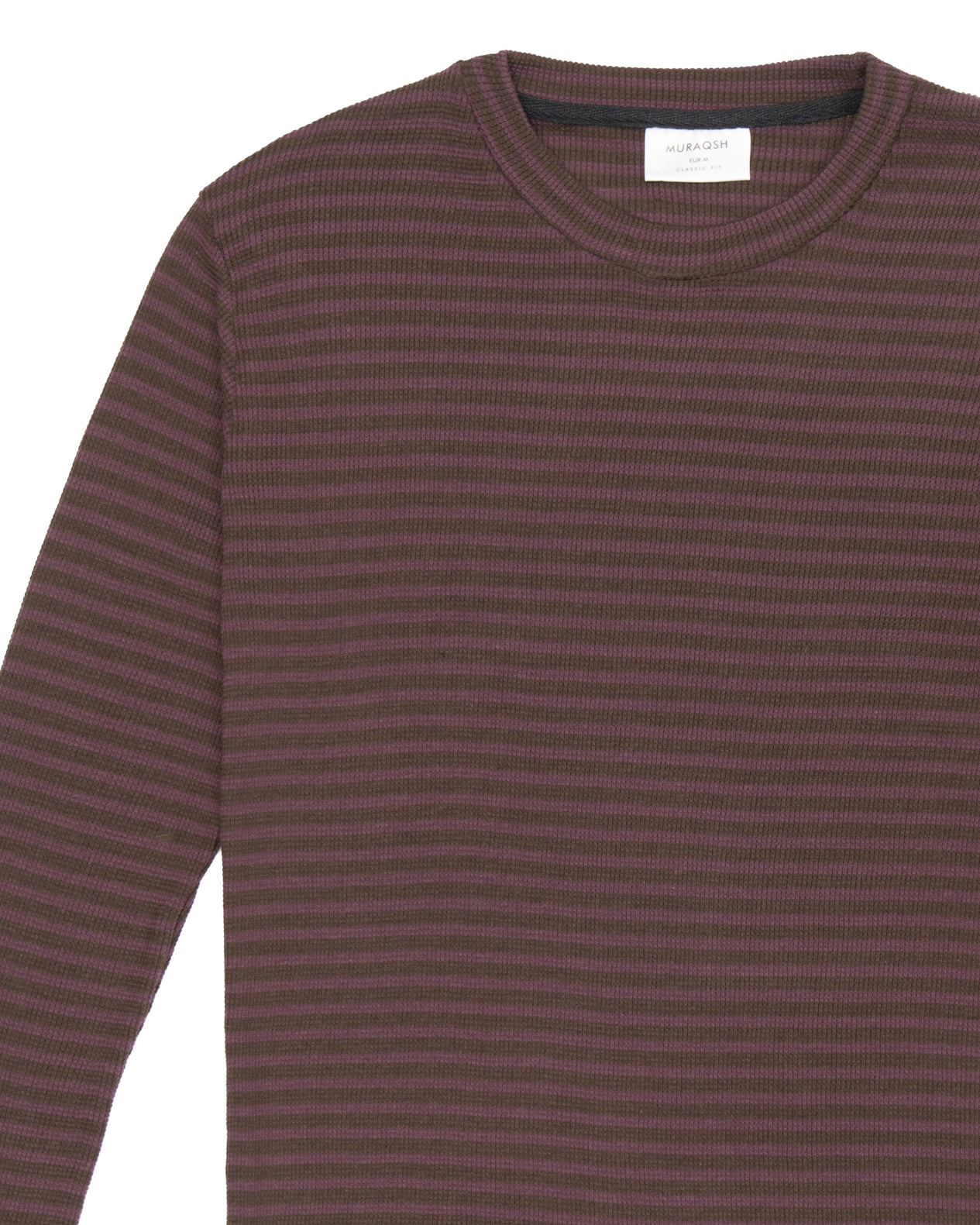 Waffle Burgundy Striped Sweat Shirt - Men