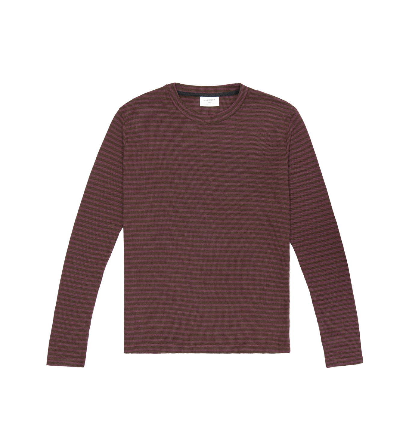 Waffle Burgundy Striped Sweat Shirt - Men