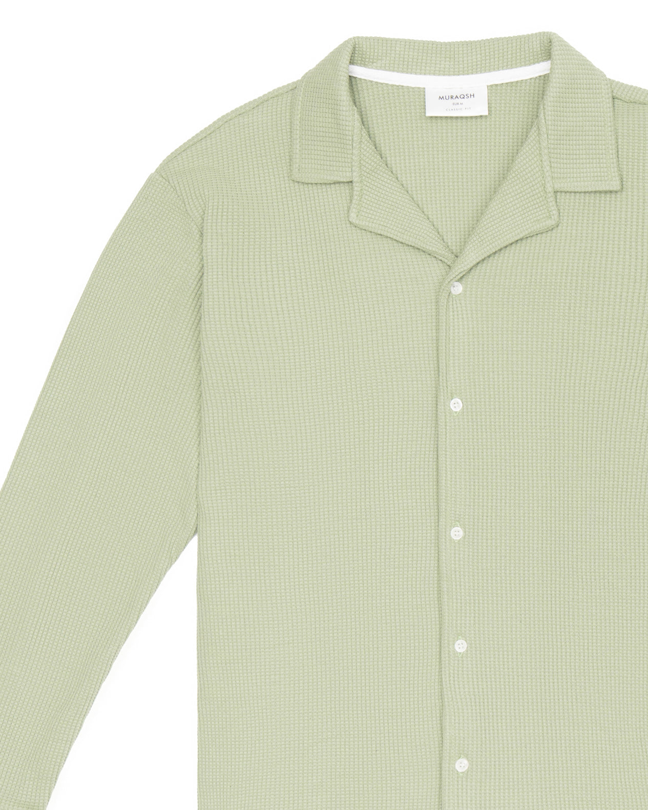 Mint Waffle Textured Revere Button Down - Full Sleeves