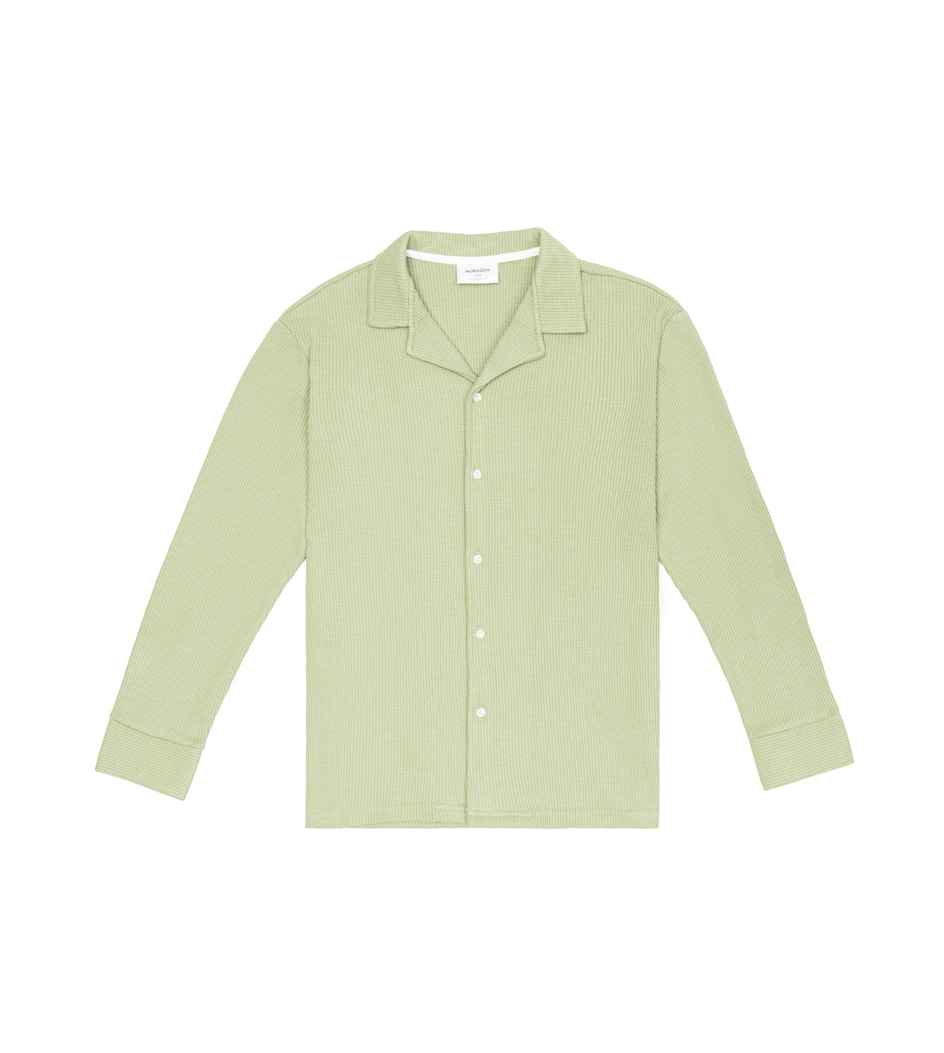 Mint Waffle Textured Revere Button Down - Full Sleeves