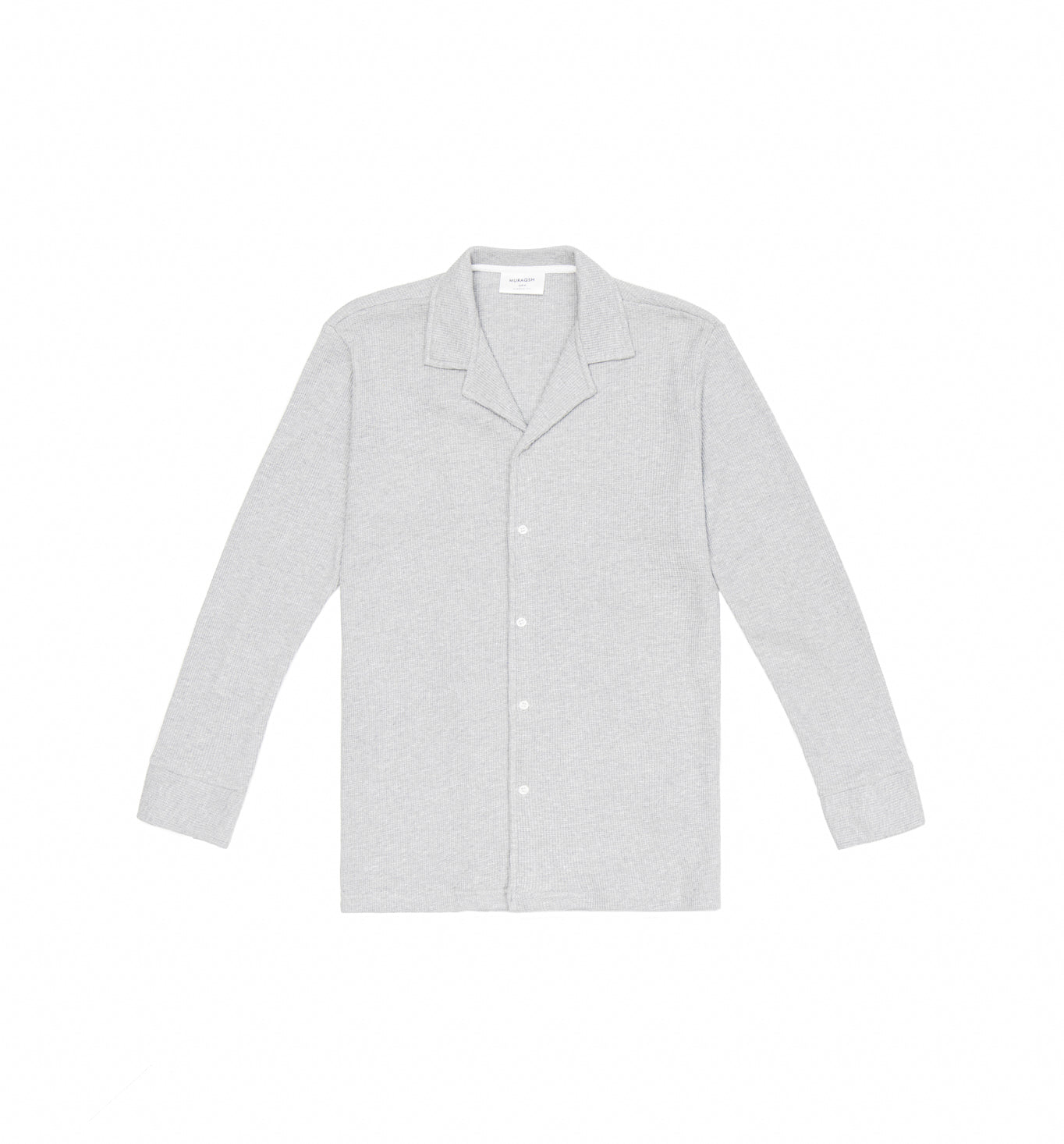 Light Grey Waffle Textured Revere Button Down - Full Sleeves