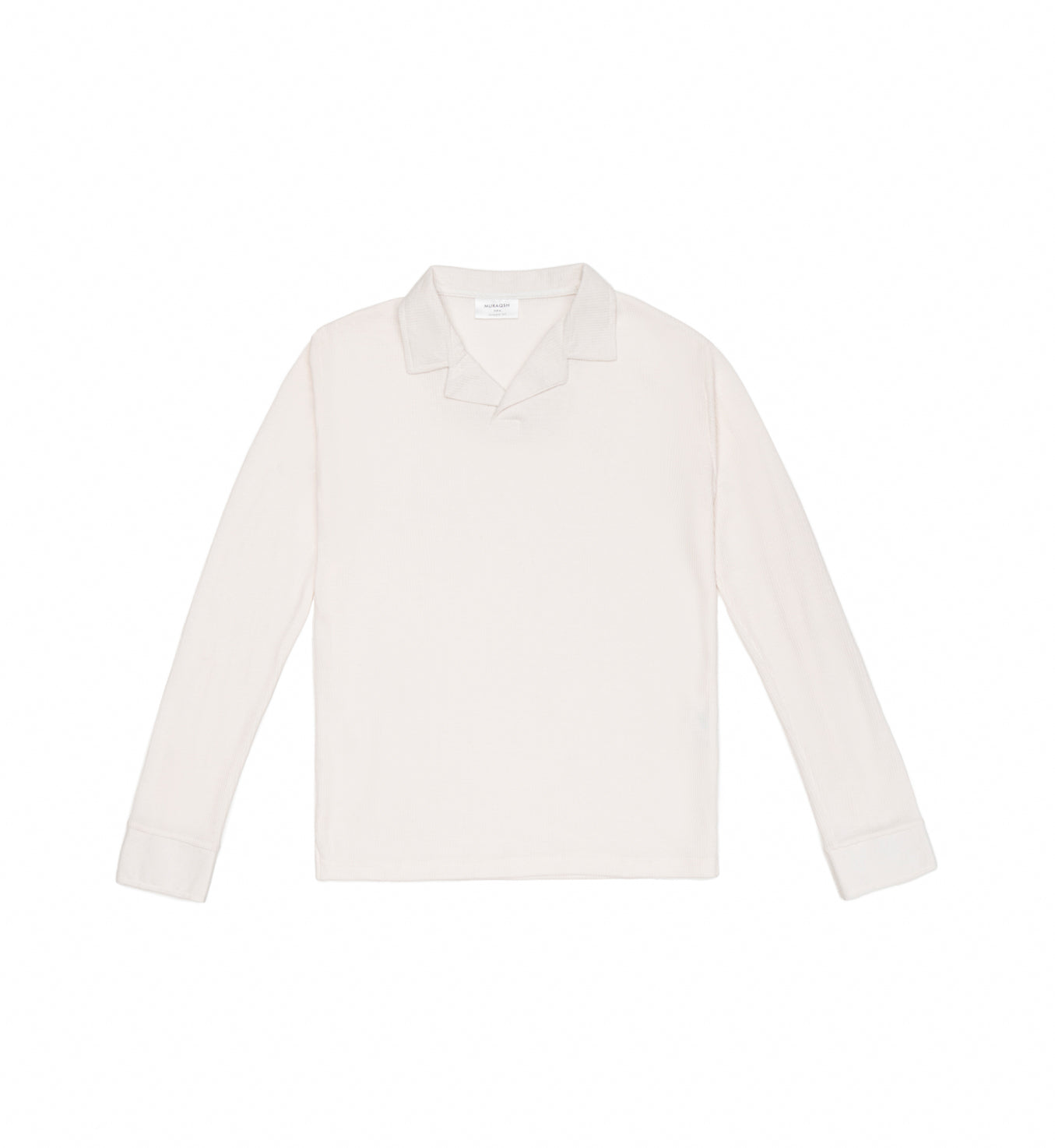 Off White Waffle Textured Revere Polo - Full Sleeves