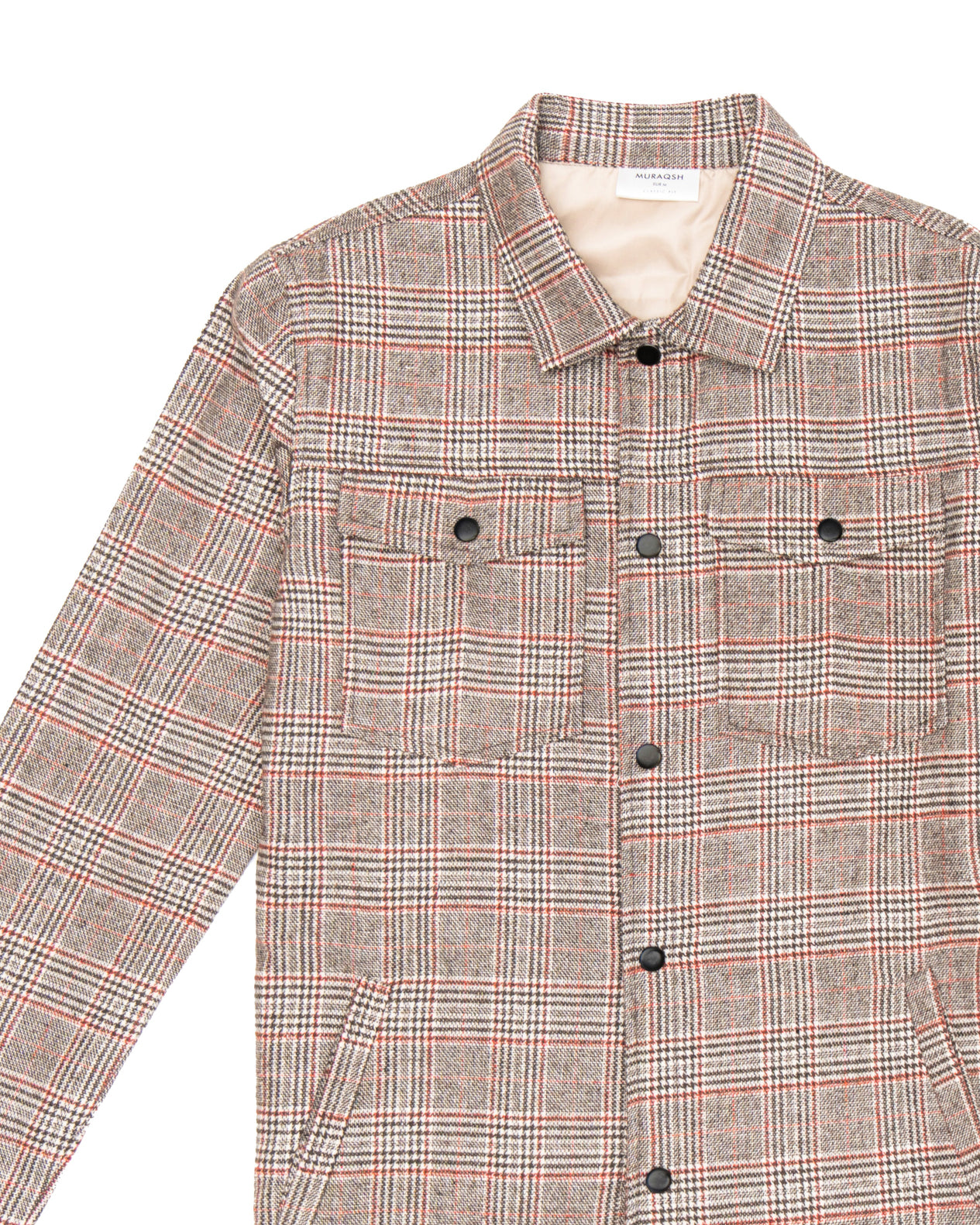 Beige Textured Check Wool Coat - Men