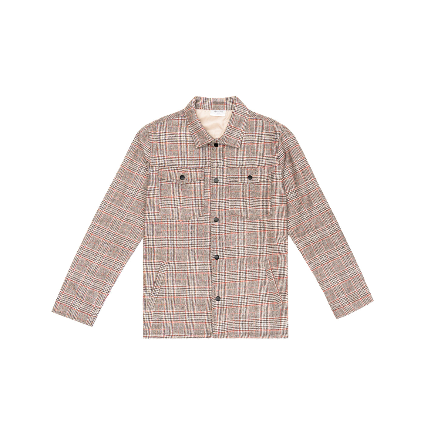 Beige Textured Check Wool Coat - Men