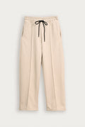 Beige Interlock Straight Fit Trouser  - Men