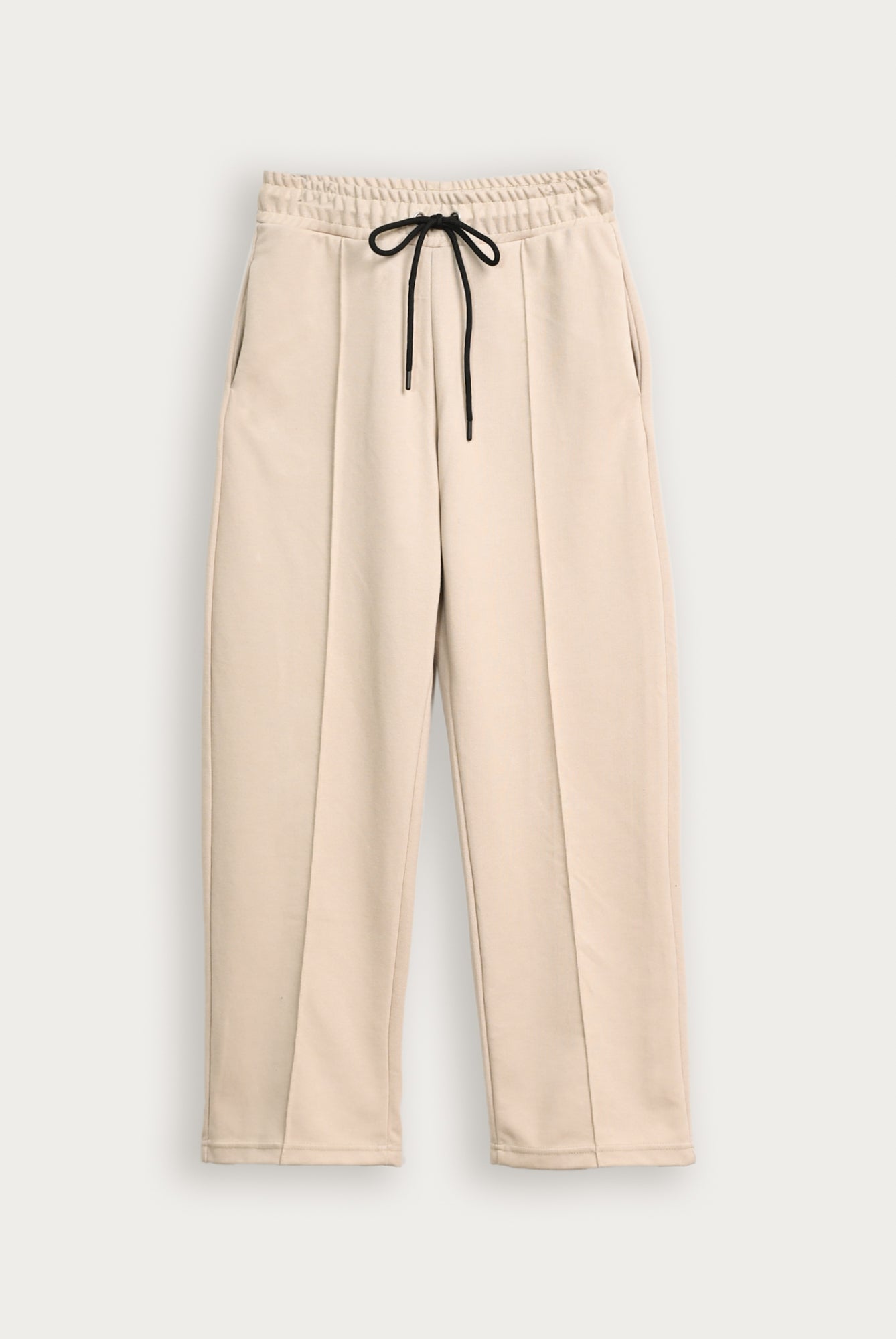 Beige Interlock Straight Fit Trouser  - Men - Men