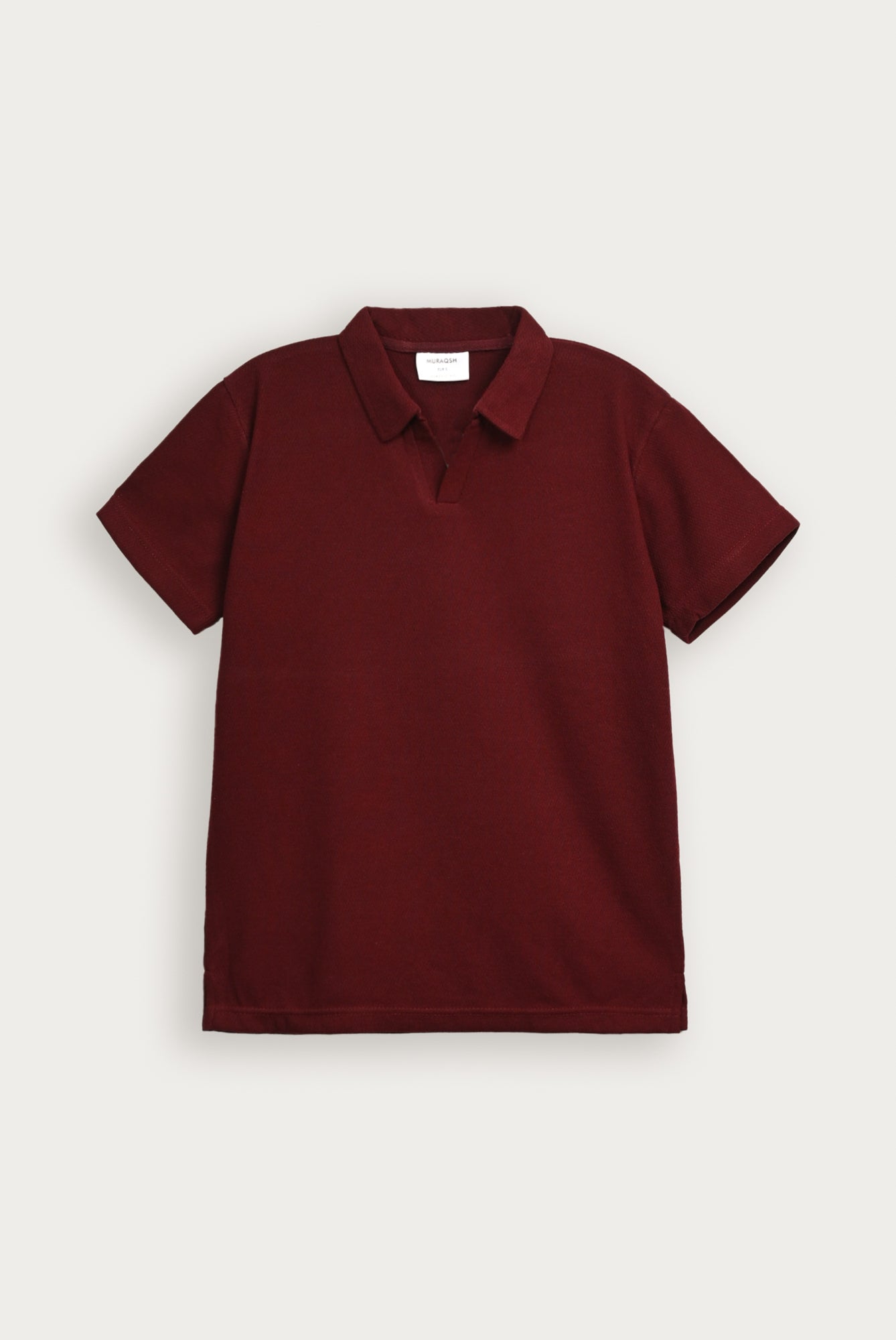 Maroon Mesh Thermal Knit Polo - Smart Fit - Men - Men