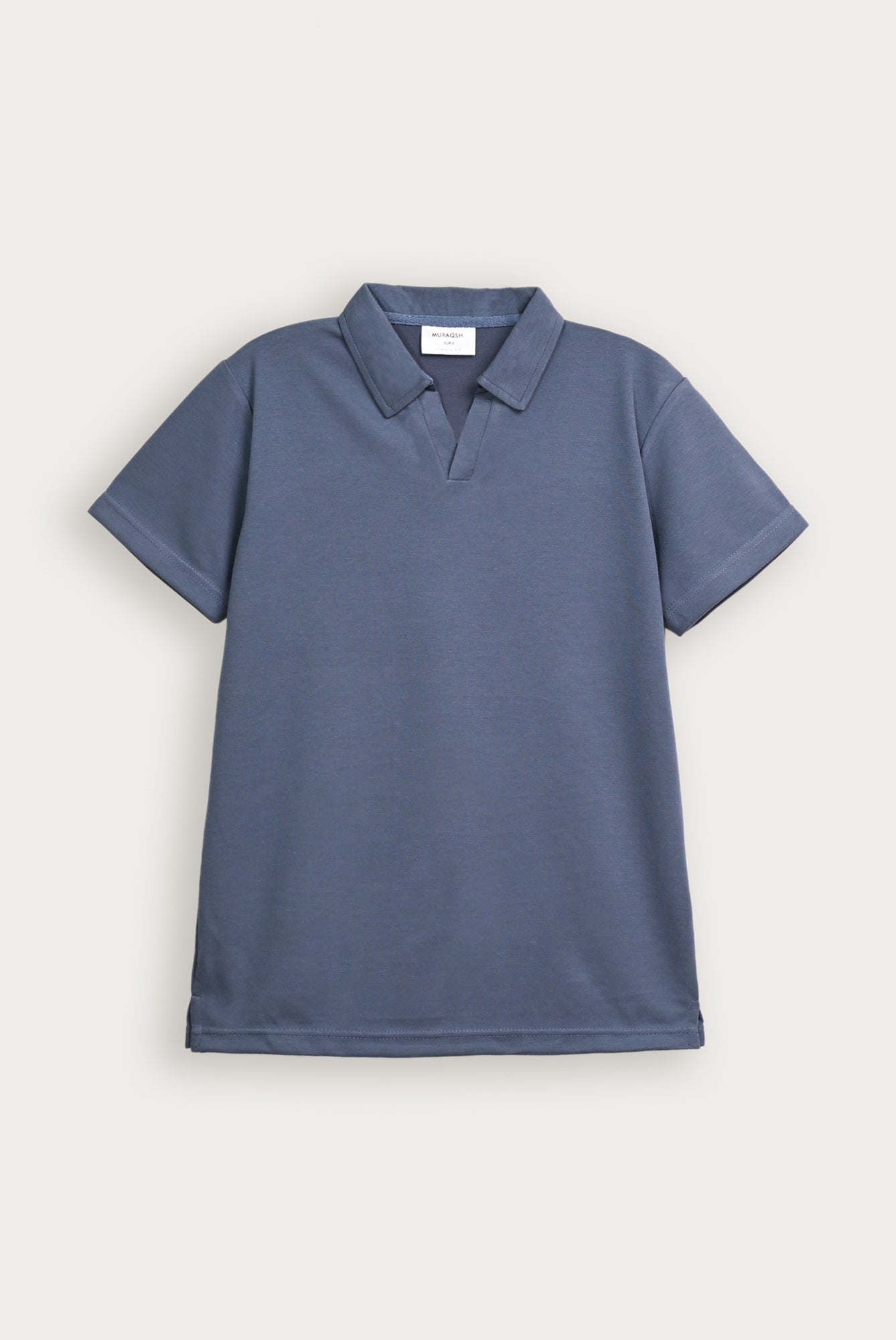 Bluish Grey Interlock Johnny Collar Polo - Smart Fit - Men - Men