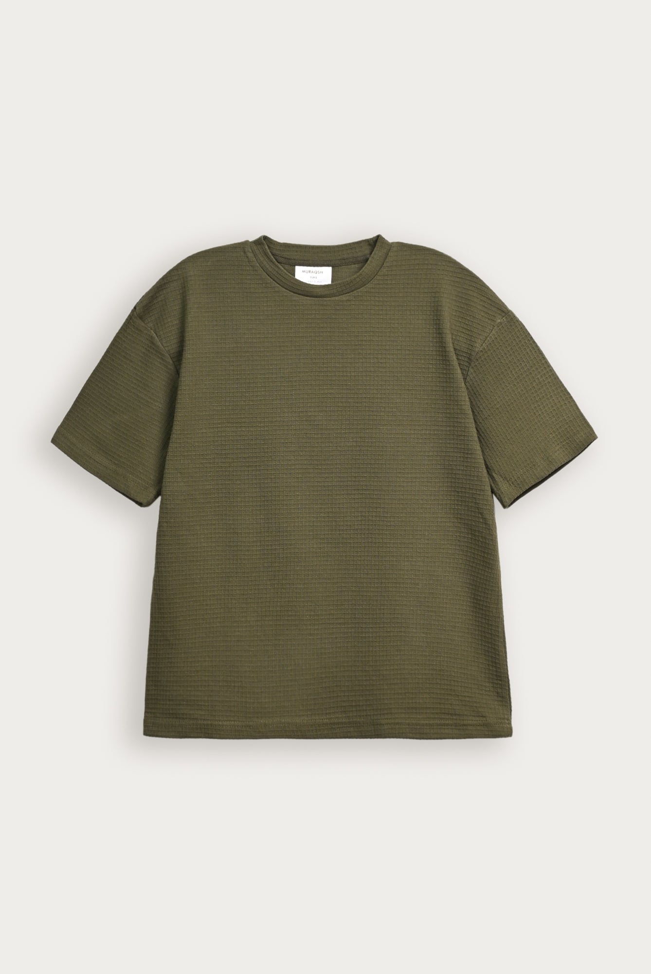 Olive Waffle Knit Oversized Tee - Men - Men
