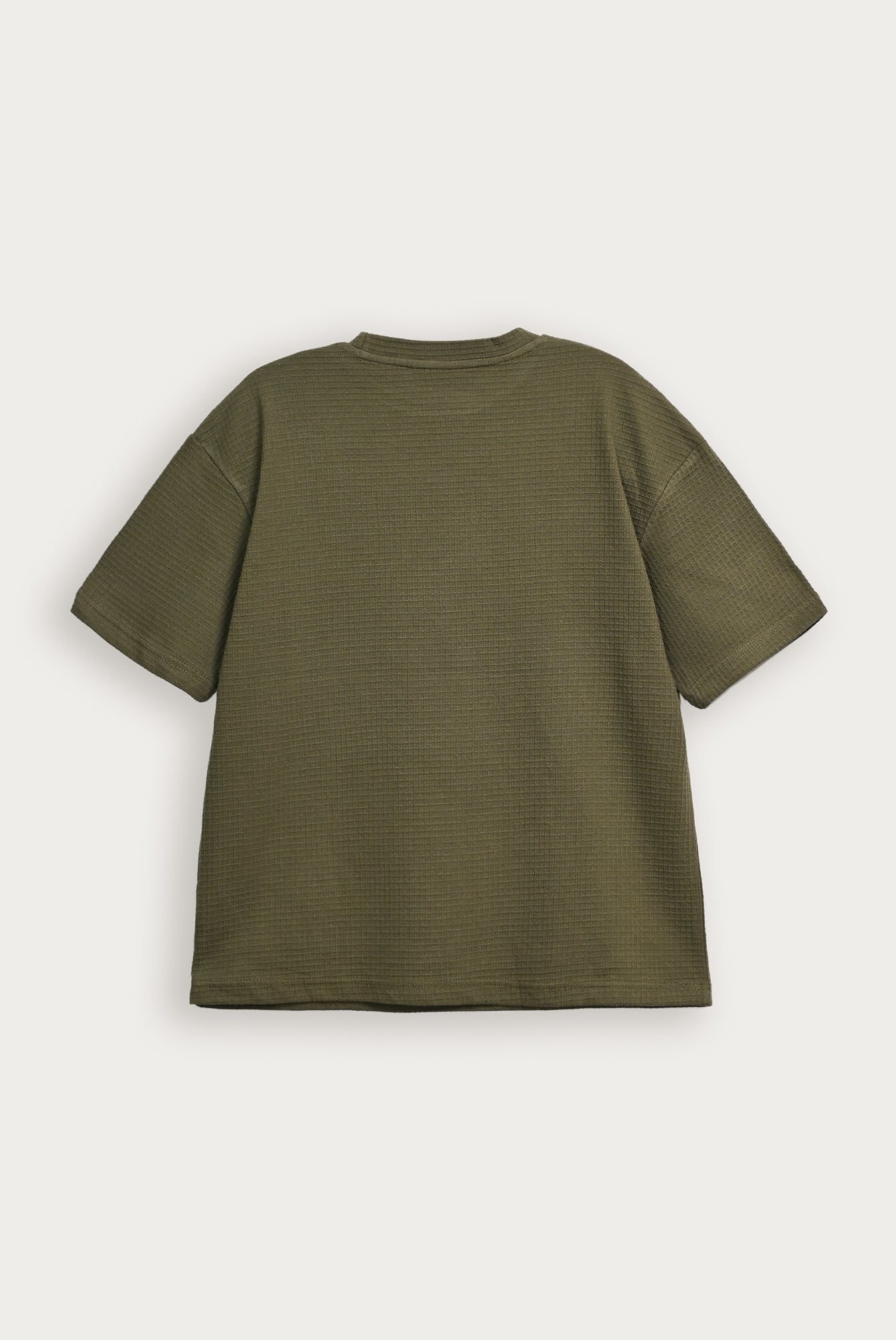 Olive Waffle Knit Oversized Tee - Men - Men