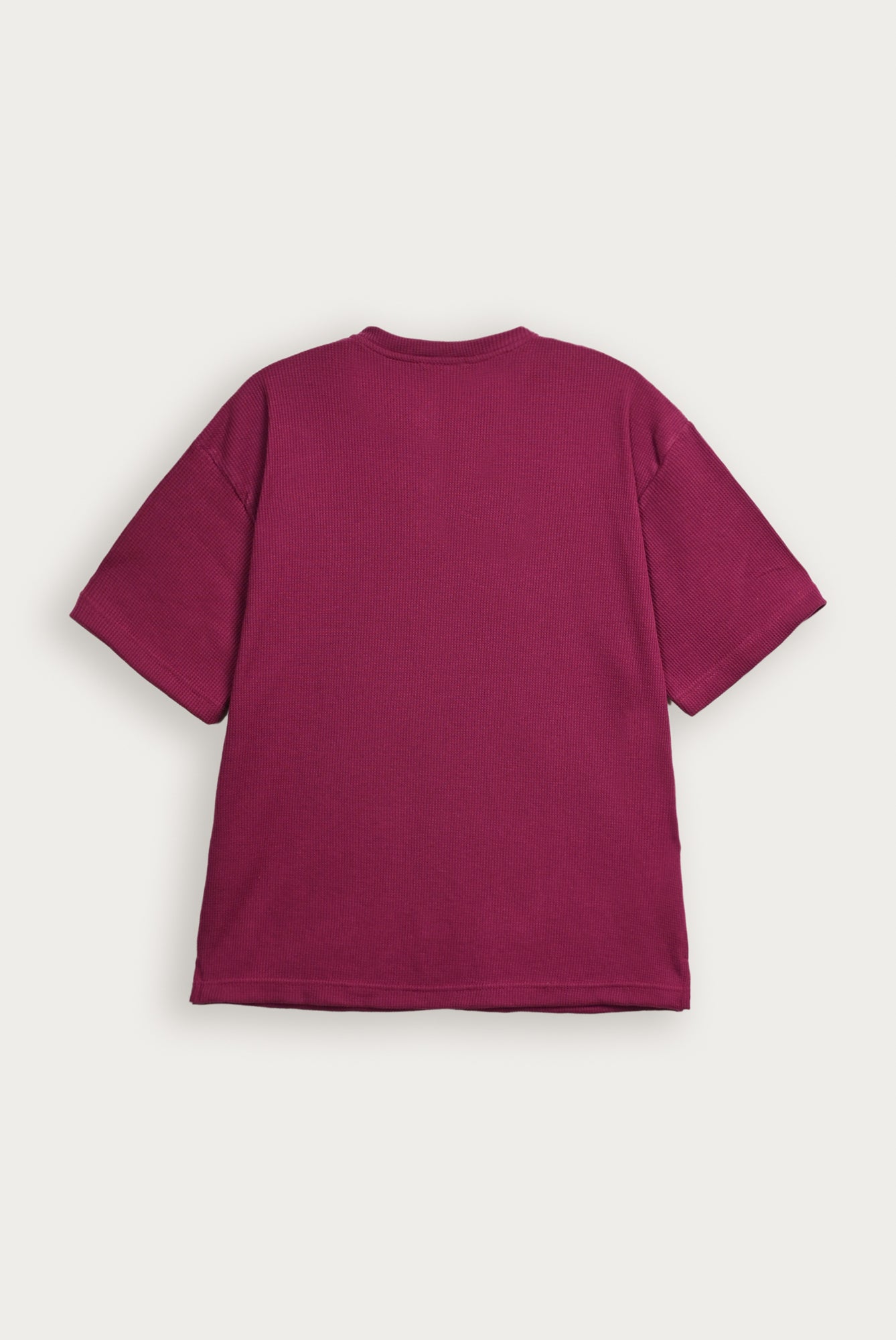 Plum Waffle Knit Oversized Henley Tee - Men - Men