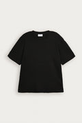 Black Waffle Knit Oversized Tee - Men