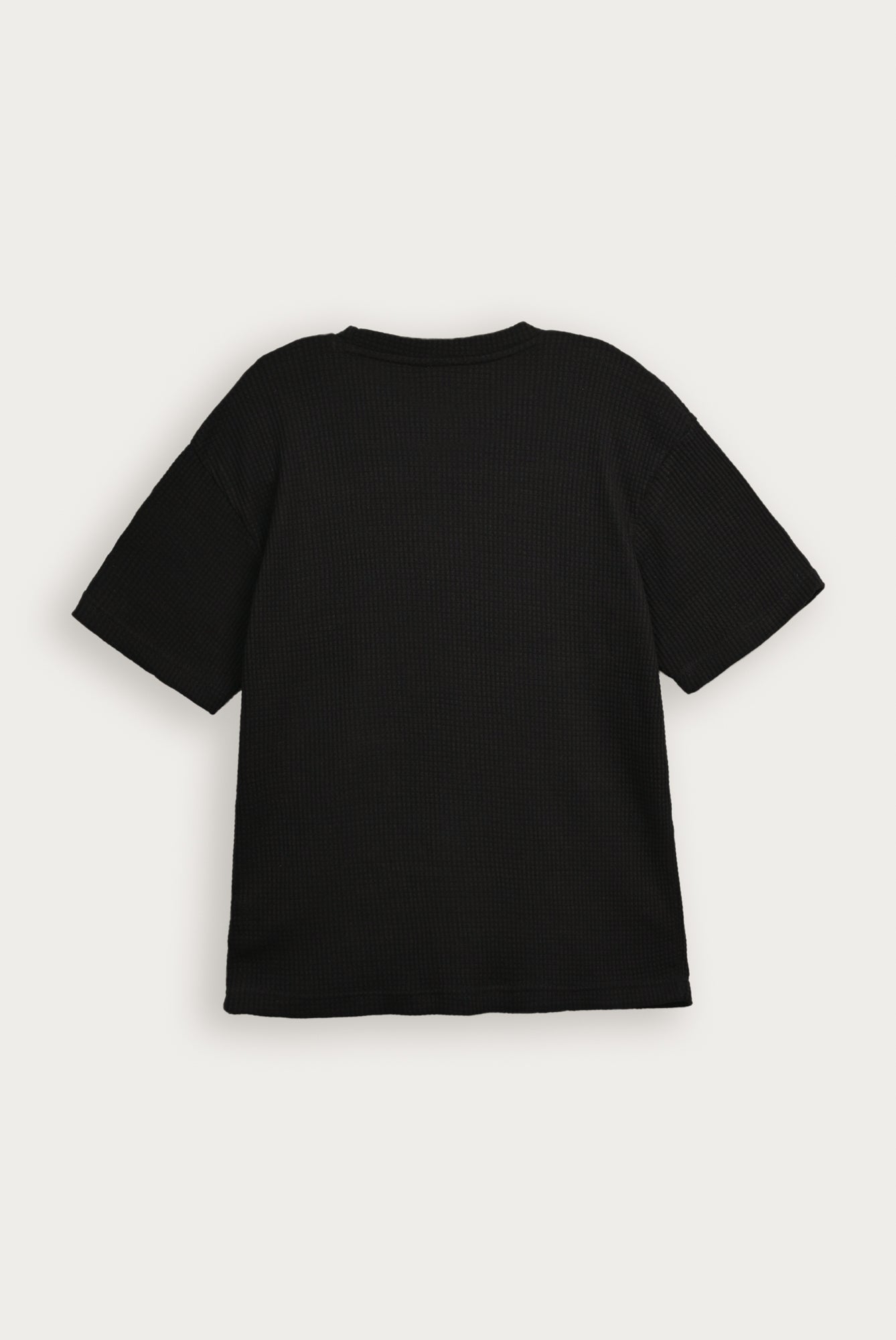 Black Waffle Knit Oversized Tee - Men - Men