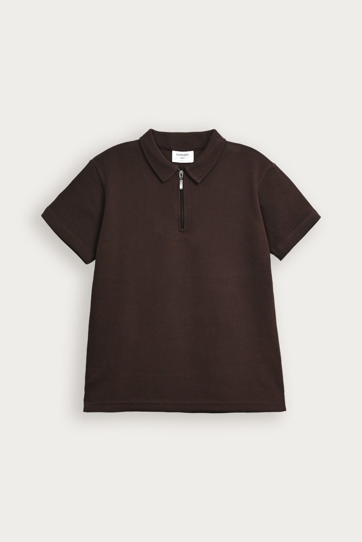 Dark Brown Interlock Zipper Polo - Smart Fit - Men - Men