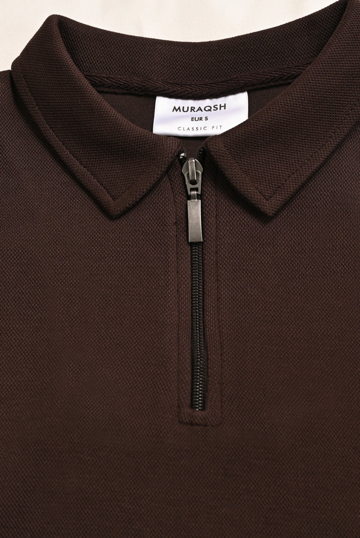 Dark Brown Interlock Zipper Polo - Smart Fit - Men - Men