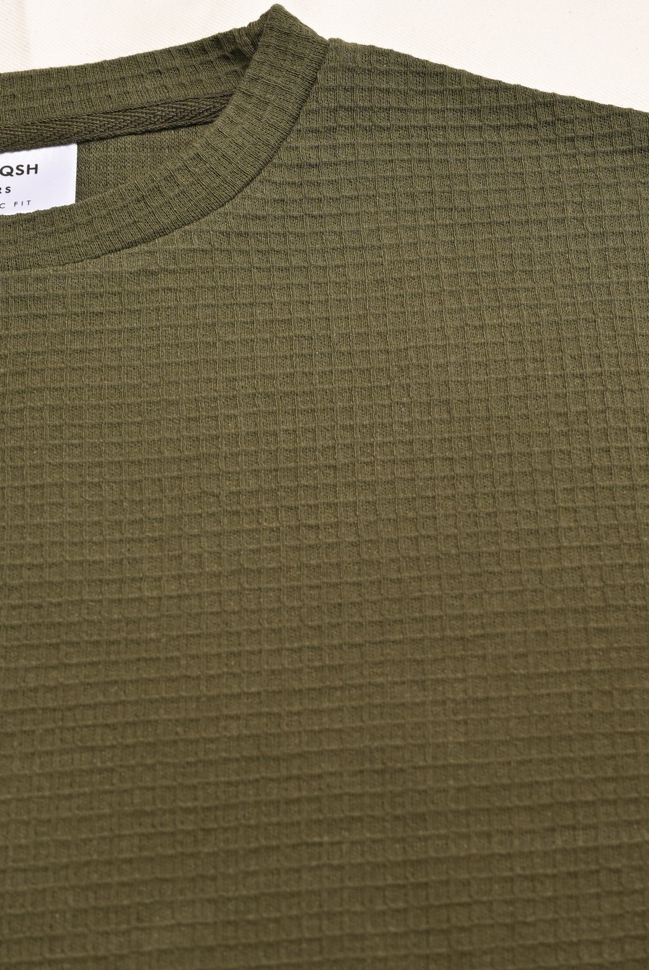 Olive Waffle Knit Oversized Tee - Men - Men