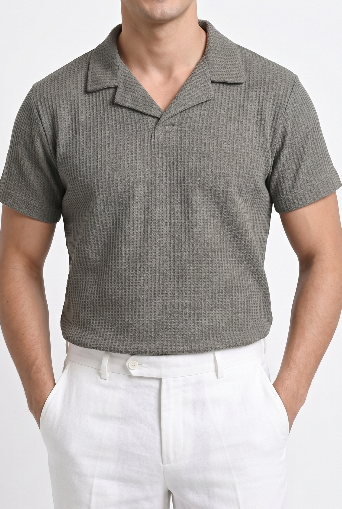 Olive Waffle Revere Polo - Smart Fit - Men - Men