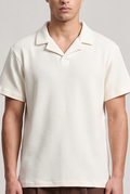 Off White Waffle Revere Polo - Smart Fit - Men