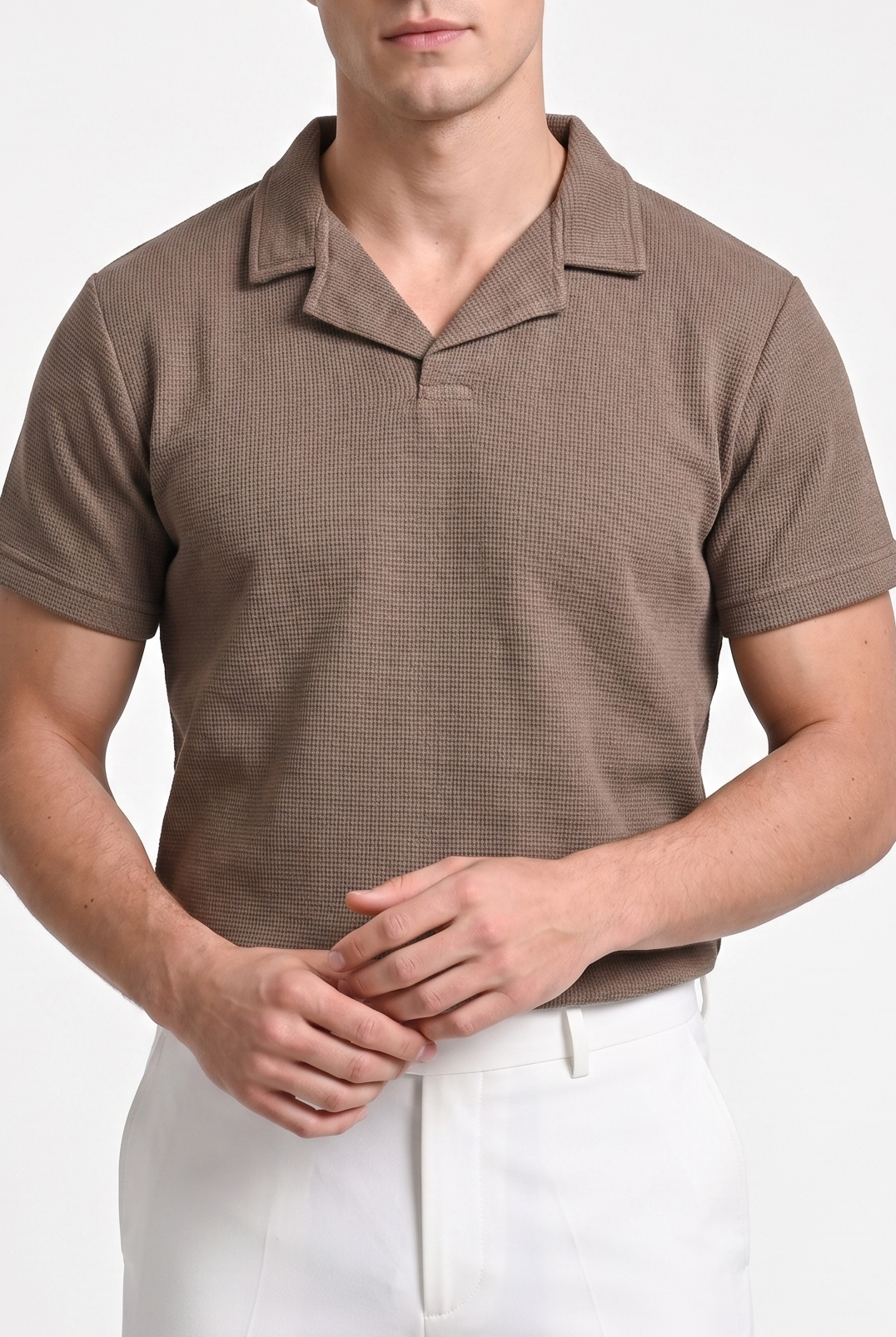 Light Brown Waffle Revere Polo - Smart Fit - Men - Men