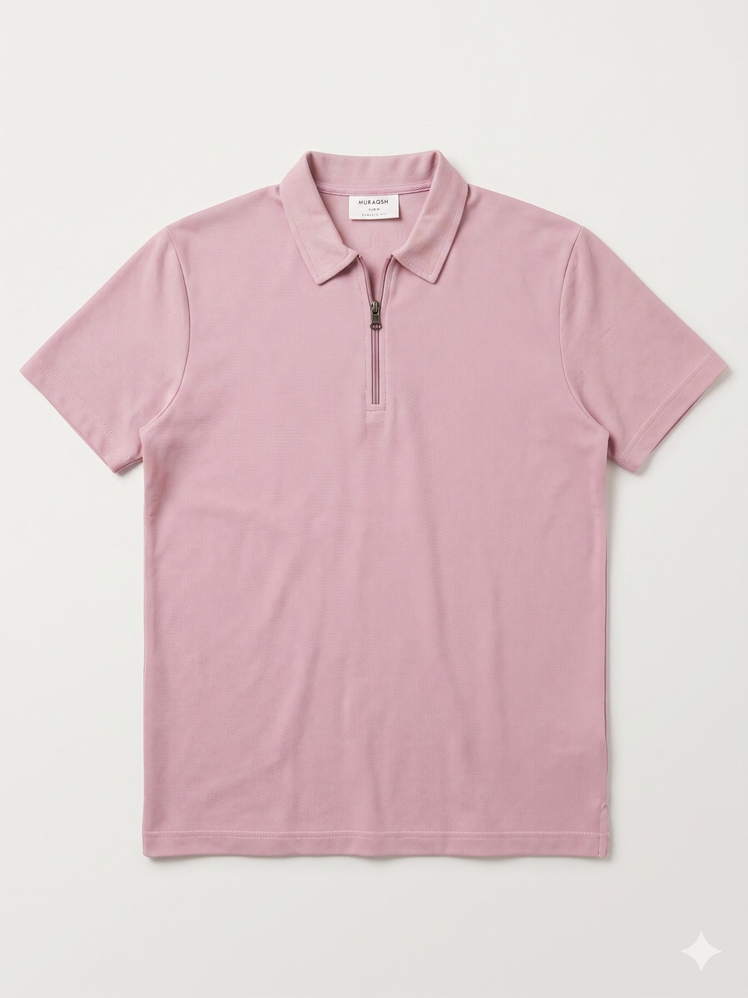 Light Pink Basic Zipper Polo - Smart Fit- Men - Men