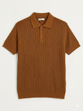 Caramel Heritage Boxy Rib Knit Polo
