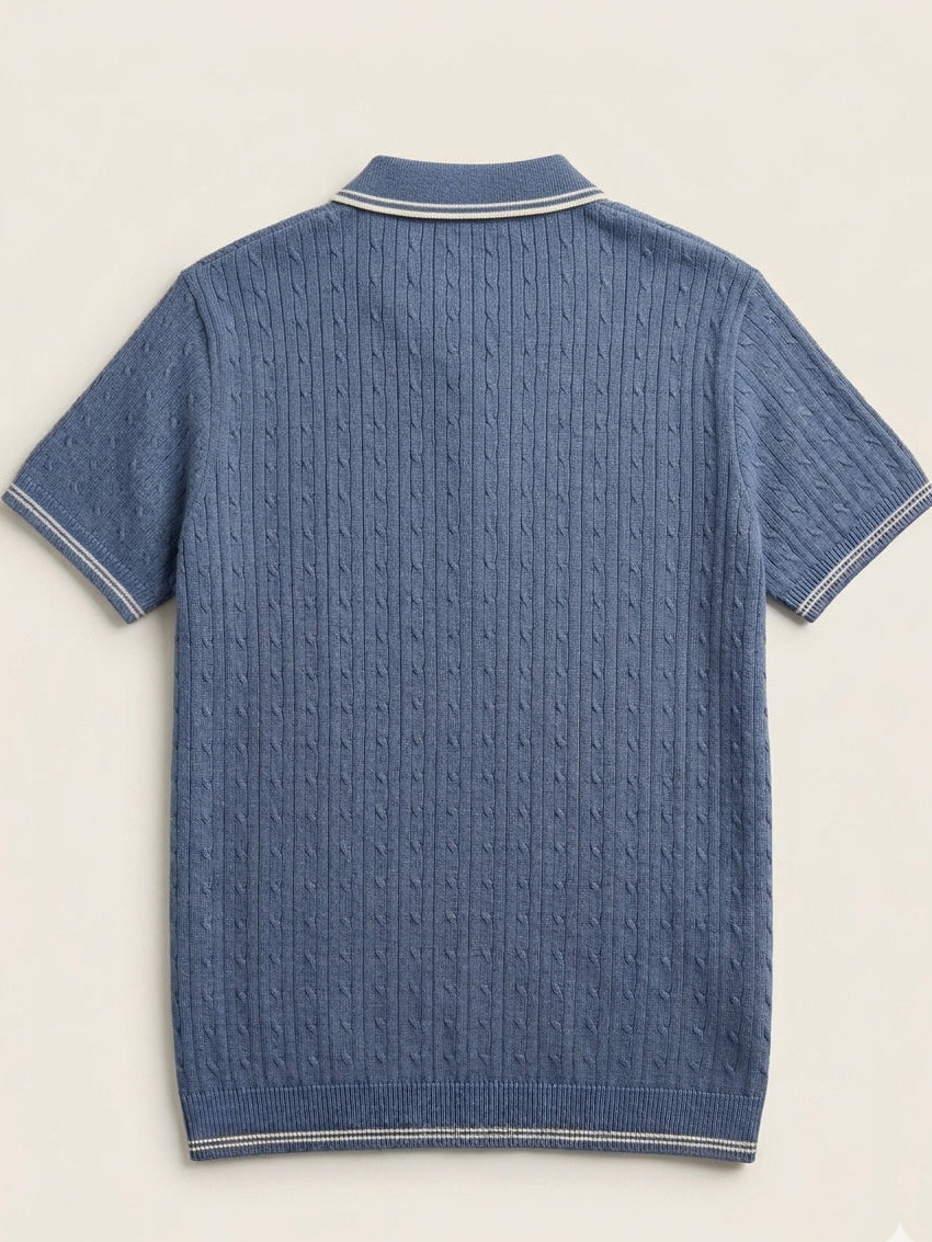 Azure Riviera Zip Knit Polo - Men