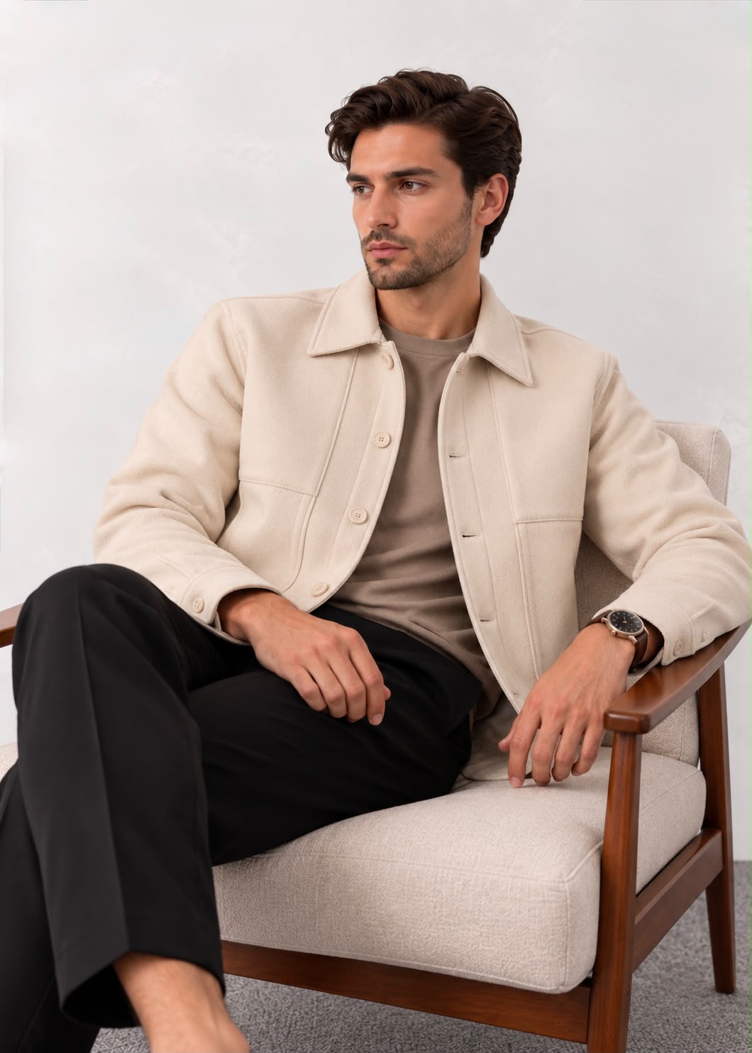 Light Beige Wool Belmont Jacket