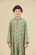 Bahaar - Mint Raw Silk Embroidered Kurta Trouser - Kids