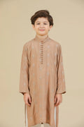 Mehrab - Sandstone Raw Silk Embroidered Kurta Trouser - Kids