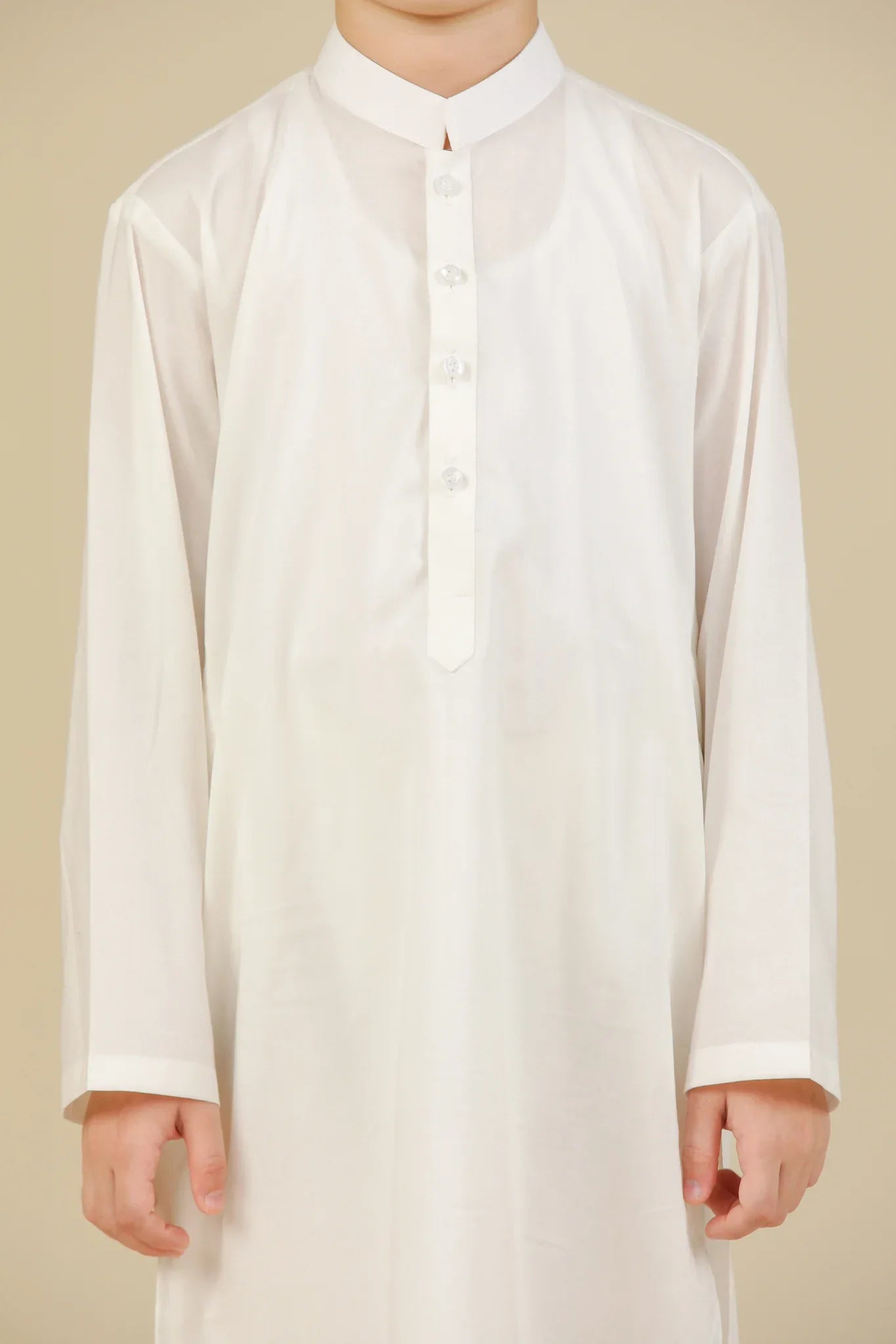 Off White Soft Cotton Kurta Trouser - Kids - Muraqsh -- Kidswear