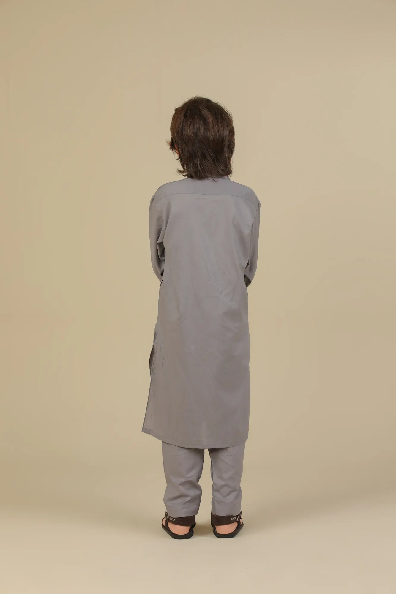 Light Grey Soft Cotton Kurta Trouser - Kids - Muraqsh -- Kidswear