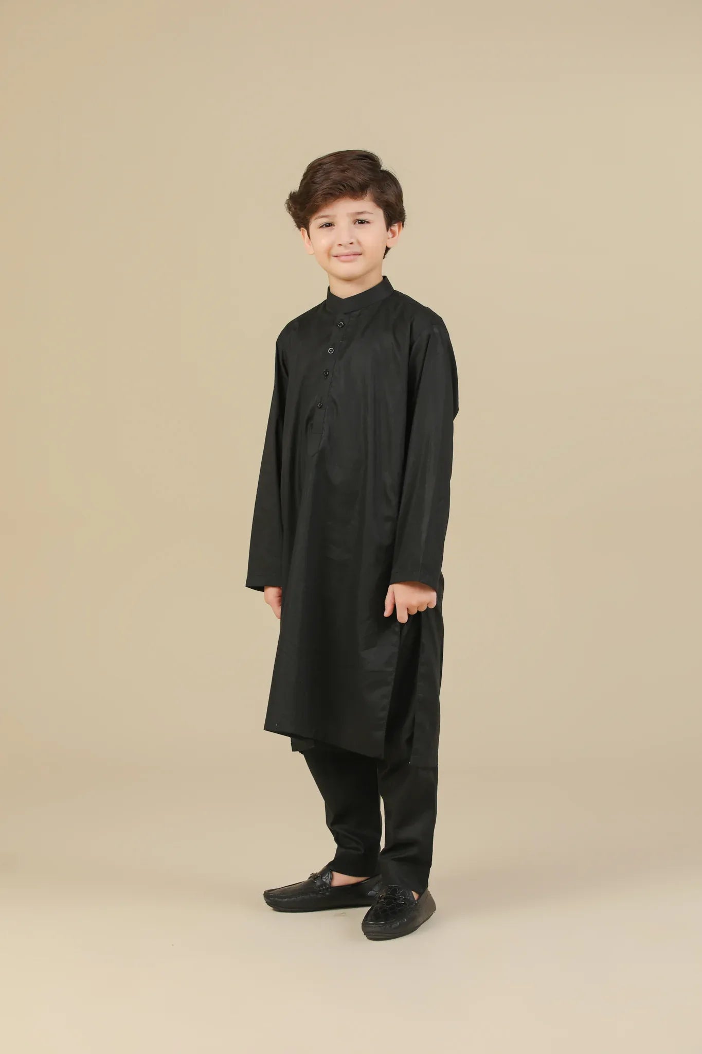 Black Soft Cotton Kurta Trouser - Kids - Muraqsh -- Kidswear