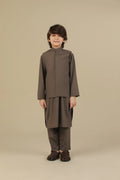 Light Brown Kurta Trouser with Blended Waistcoat - Kids