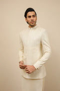 Bosky White Falling Embroidered Prince Coat - Men