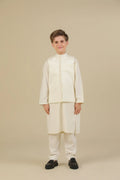 Bosky White Kurta Trouser with Blended Waistcoat - Kids