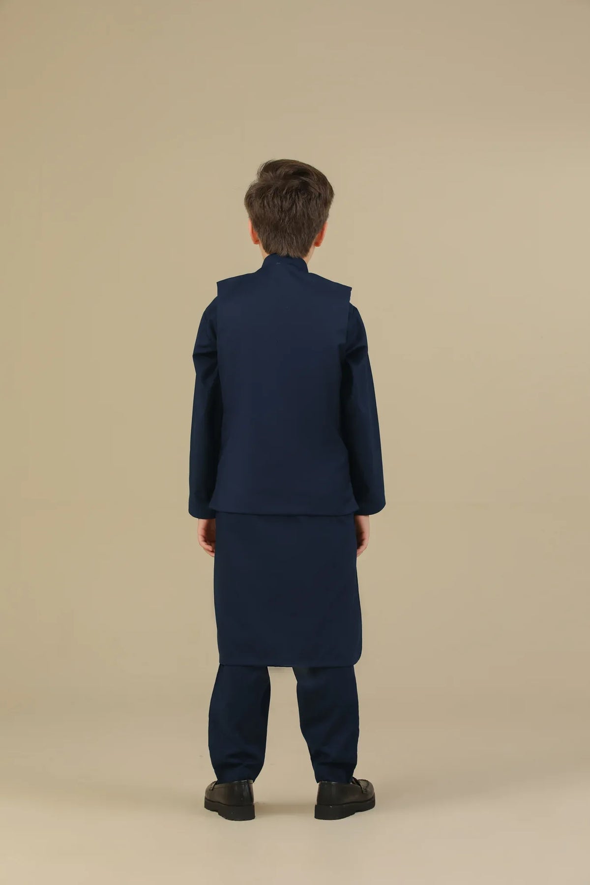Navy Blue Kurta Trouser with Suiting Waistcoat - Straight Cut - Kids - Muraqsh -- Kidswear