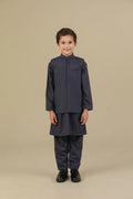Deep Burgundy Kurta Trouser with Blended Waistcoat - Kids