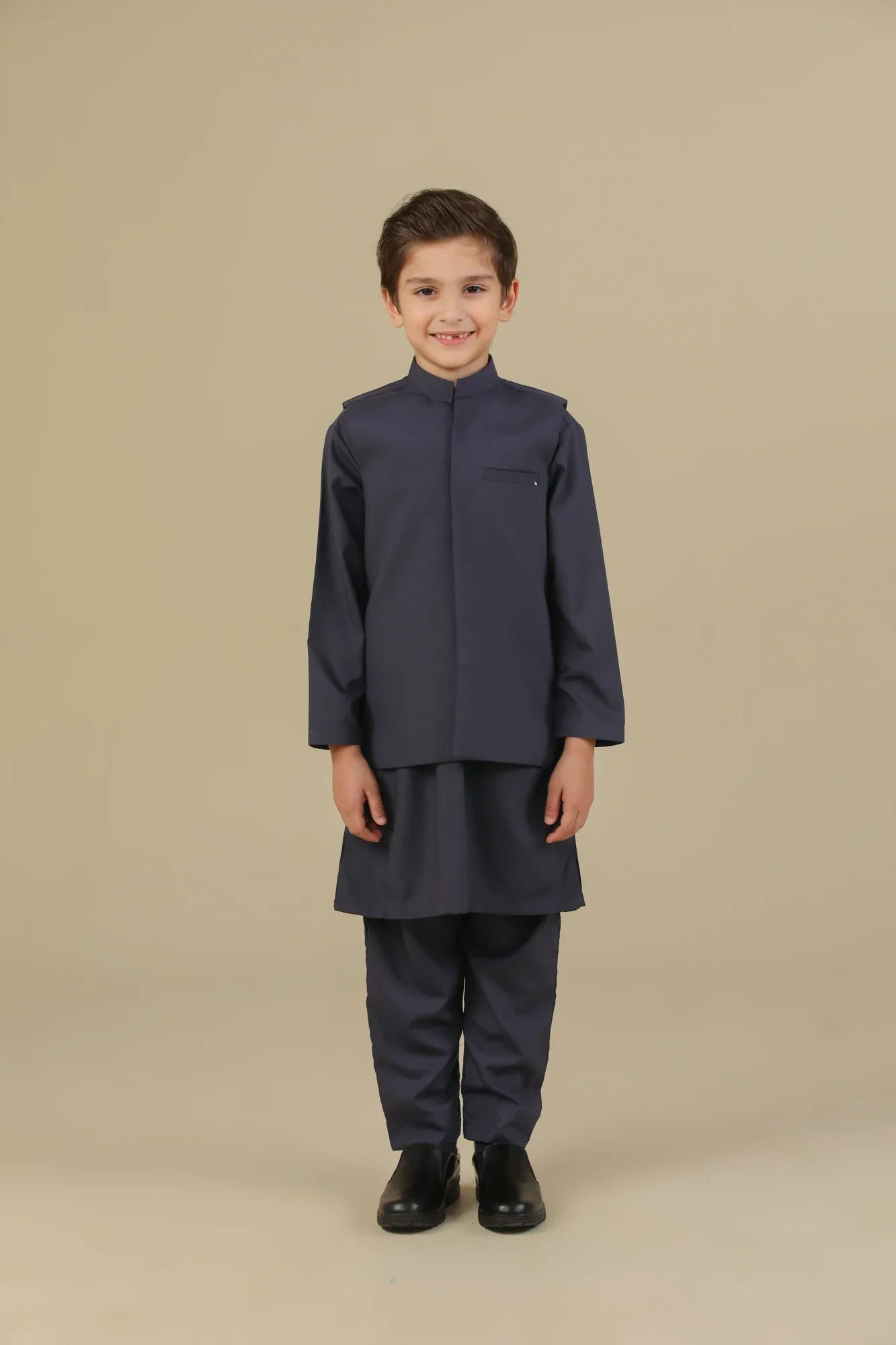 Deep Burgundy Kurta Trouser with Blended Waistcoat - Kids - Muraqsh -- Kidswear