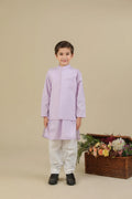 Lilac Kurta Trouser with Blended Waistcoat - Kids