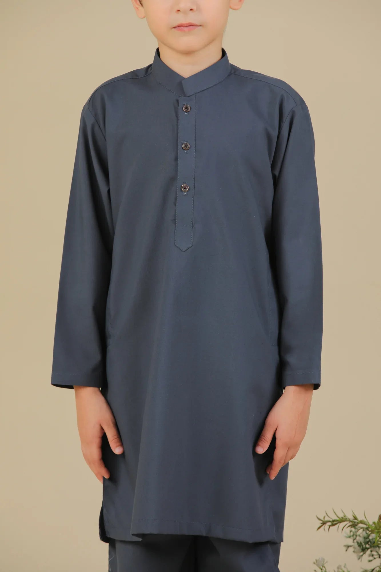 Charcoal Grey Blended Kurta Trouser - Kids - Muraqsh -- Kidswear