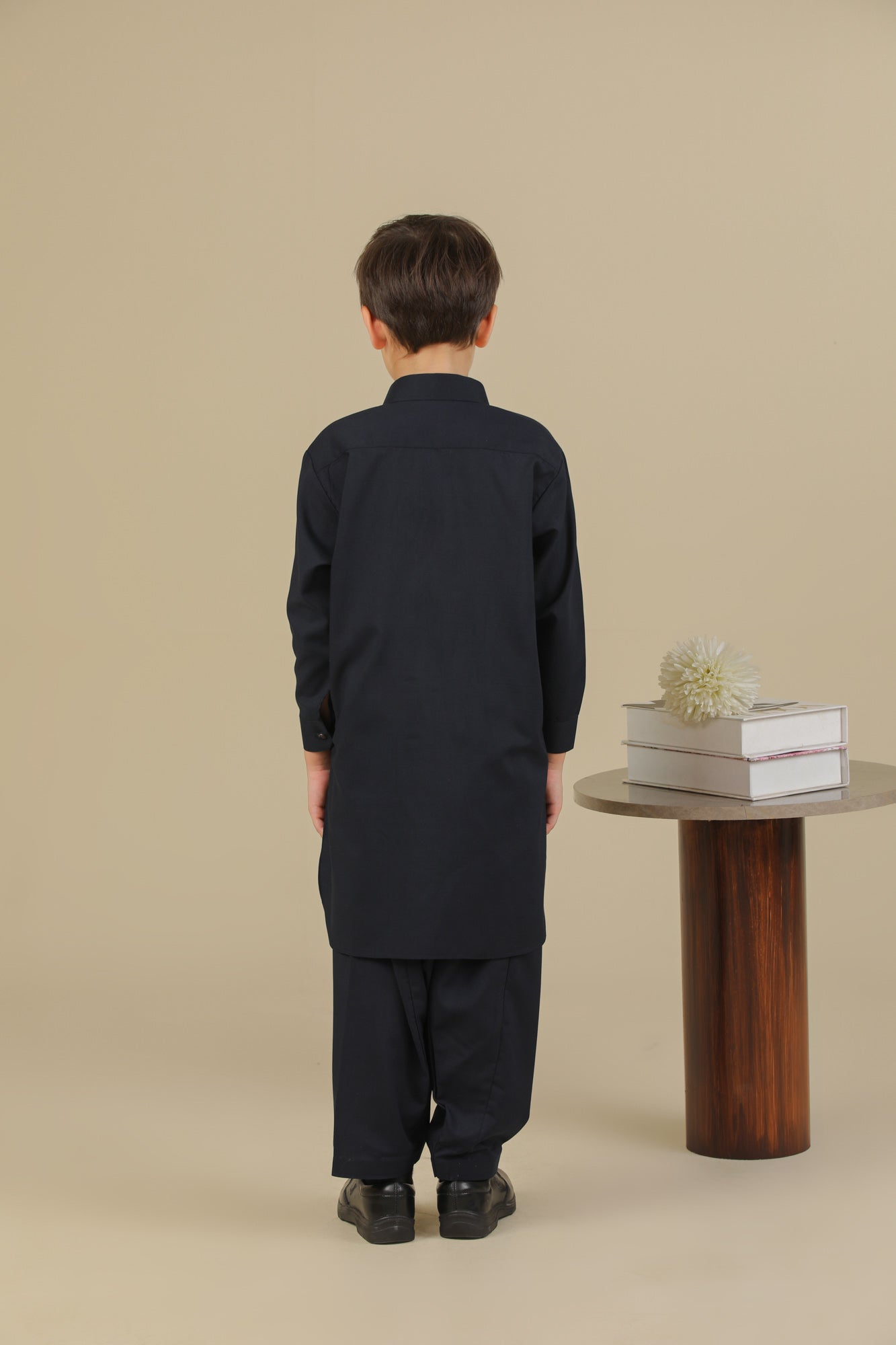 Navy Blue French Collar Kurta Trouser - Kids - Men