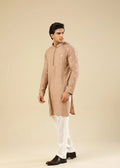 Mehrab - Sandstone Raw Silk Embroidered Kurta Trouser - Men