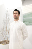 Off White Cotton Embroidered Kurta Trouser - Men - Men