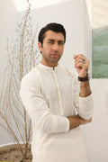 Bosky White Cotton Embroidered Kurta Trouser - Men