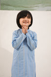 Sky Blue Cotton Embroidered Kurta Trouser - Kids