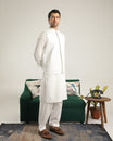 Off White Soft Cotton Kurta Shalwar with Waistcoat - Men