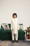 Bosky White Kurta Trouser with Blended Waistcoat - Kids