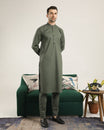 Army Green Soft Cotton Kurta Trouser - Men