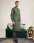 Army Green Soft Cotton Kurta Trouser with Waistcoat - Men
