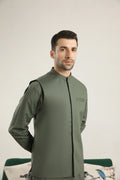 Army Green Soft Cotton Waistcoat - Men